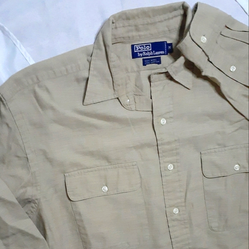 Vtg Wool Polo RL "CP officer's military shirt" **late 80s , pre supplier tag**